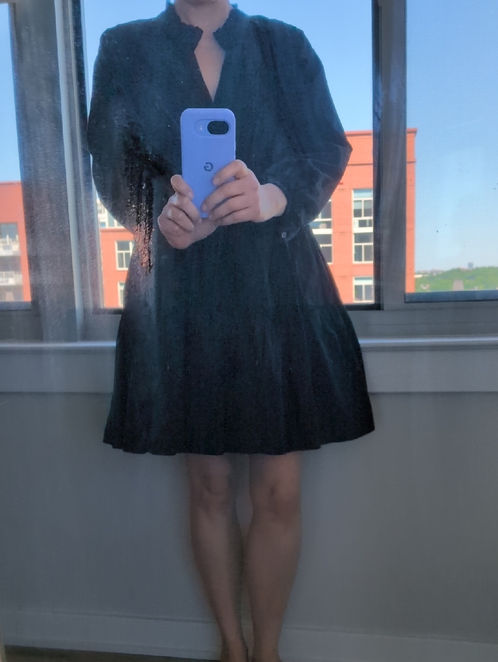 J. Crew Classic Black Cotton Long Sleeve Dress MP